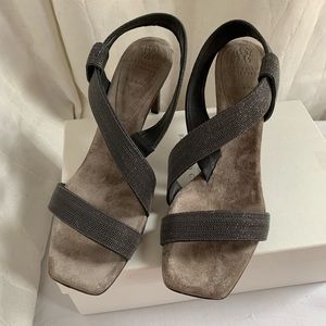 Brunello Cucinelli Multi Strap Band Monili Slingback Sandals 41